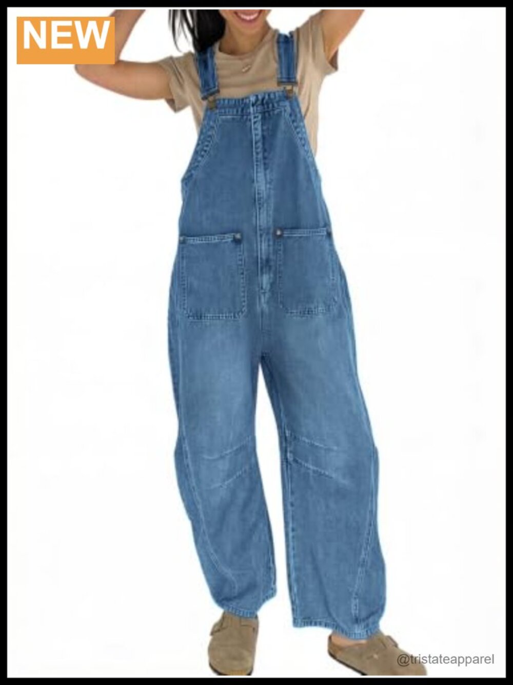 Cotton Barrel Denim Overalls Boyfriend Fit Cropped Wide Leg Jumpsuit